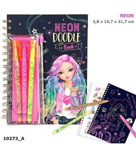 Libro para Colorear Neon Doodle Book TOPModel, con 3 lápices, Color carbón