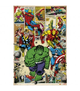 POSTER MARVEL COMIC HERE COME THE HEROES