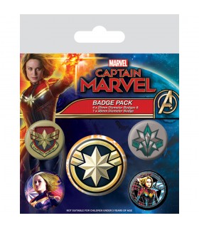 PACK CHAPAS MARVEL CAPITANA MARVEL