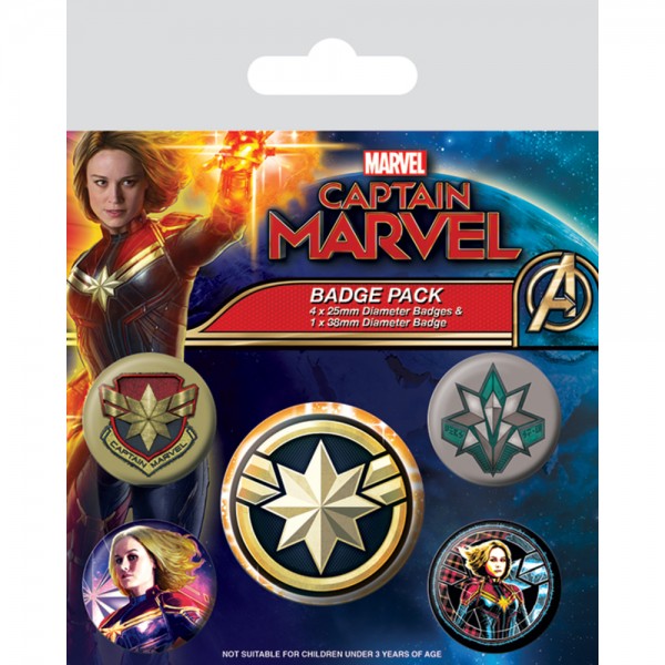 PACK CHAPAS MARVEL CAPITANA MARVEL