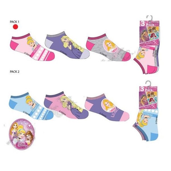 Princesas 3 pack calcetines de tobillo