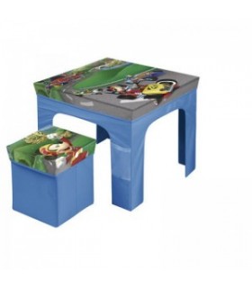 SET MESA CON TABURETE PLEGABLE DE MICKEY MOUSE ROADSTER RACERS PARA NIÑOS AZUL