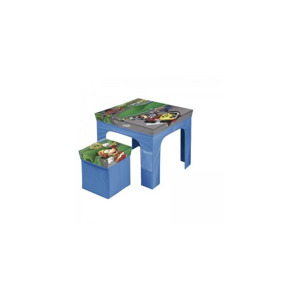 SET MESA CON TABURETE PLEGABLE DE MICKEY MOUSE ROADSTER RACERS PARA NIÑOS AZUL