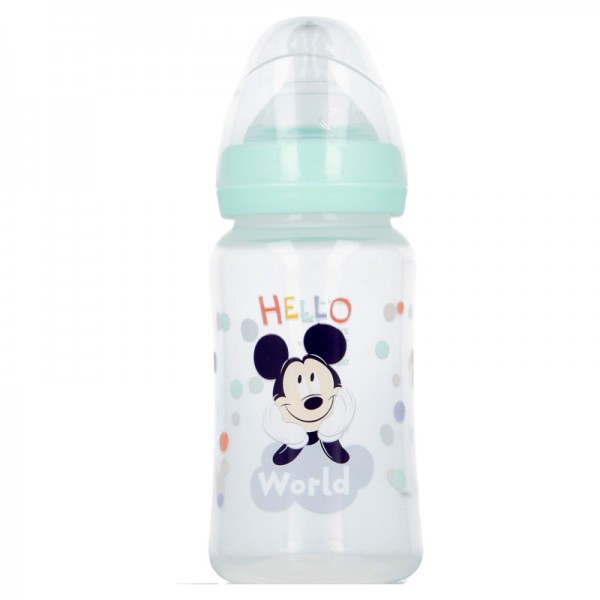 BIBERON CUELLO ANCHO 240 ML TETINA SILICONA 3 POSICIONES COOL LIKE MICKEY