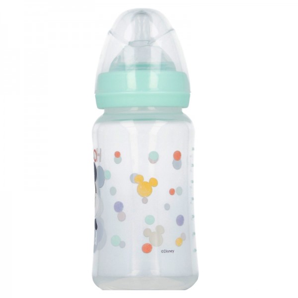 BIBERON CUELLO ANCHO 240 ML TETINA SILICONA 3 POSICIONES COOL LIKE MICKEY