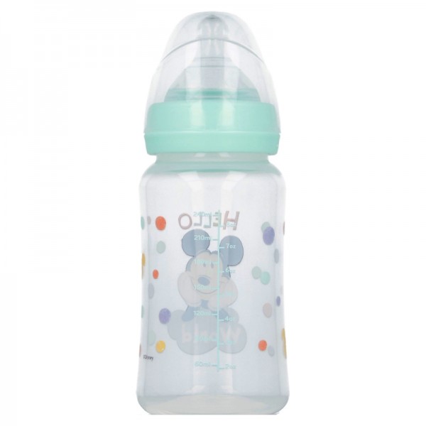 BIBERON CUELLO ANCHO 240 ML TETINA SILICONA 3 POSICIONES COOL LIKE MICKEY
