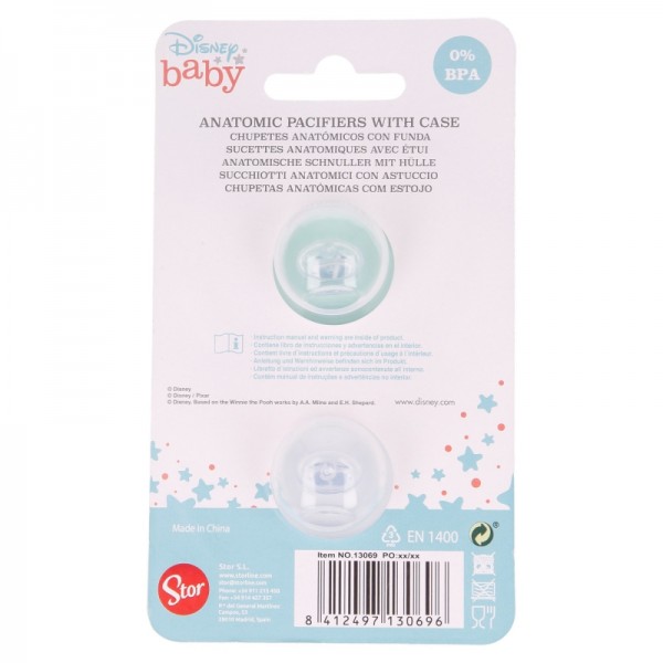 SET 2 CHUPETES TETINA ANATOMICA SILICONA +6 M CON FUNDA COOL LIKE MICKEY