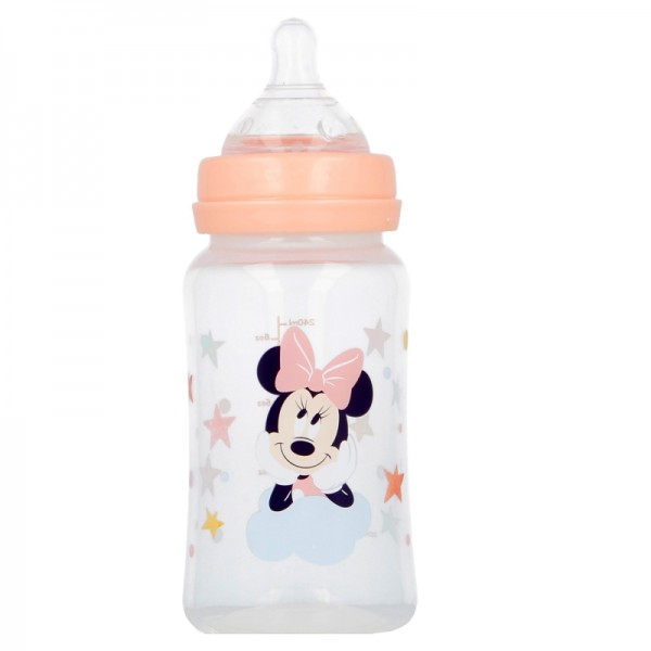 BIBERON CUELLO ANCHO 240 ML TETINA SILICONA 3 POSICIONES MINNIE INDIGO DREAMS