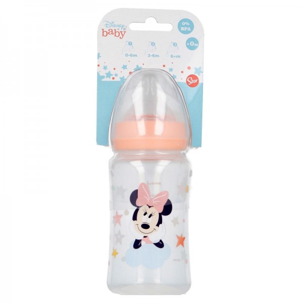 BIBERON CUELLO ANCHO 240 ML TETINA SILICONA 3 POSICIONES MINNIE INDIGO DREAMS