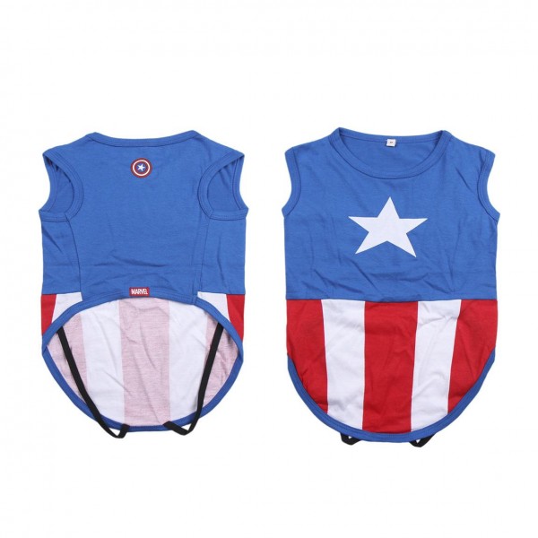CAMISETA PARA PERRO SINGLE JERSEY AVENGERS CAPITAN AMERICA