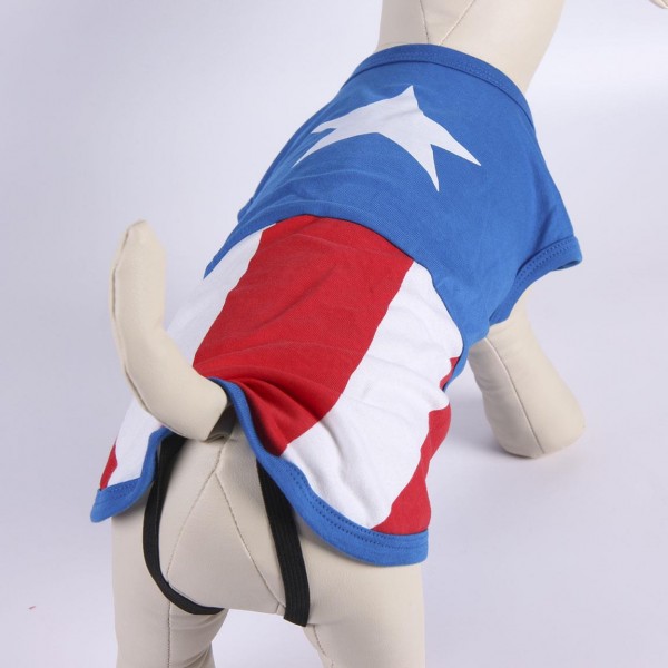 CAMISETA PARA PERRO SINGLE JERSEY AVENGERS CAPITAN AMERICA