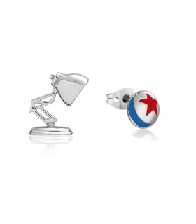 Lámpara chapada en oro blanco de Disney Pixar y aretes de bola Luxo que no coinciden