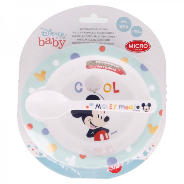 SET MICRO BEBE 2 PCS. (CUENCO Y CUCHARA) COOL LIKE MICKEY