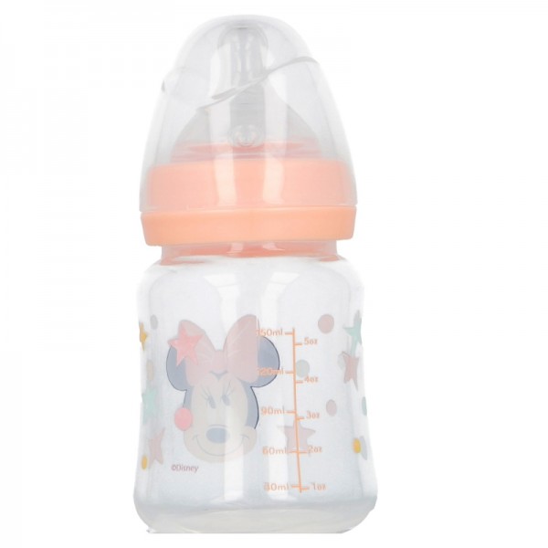 BIBERON CUELLO ANCHO 150 ML TETINA SILICONA 3 POSICIONES MINNIE INDIGO