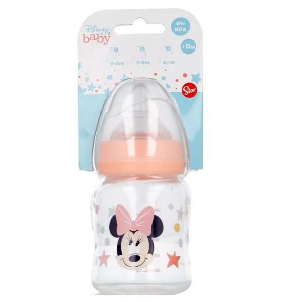 BIBERON CUELLO ANCHO 150 ML TETINA SILICONA 3 POSICIONES MINNIE INDIGO