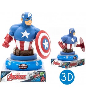 Lampara De Noche Figura 3D Capitan America 25cm.