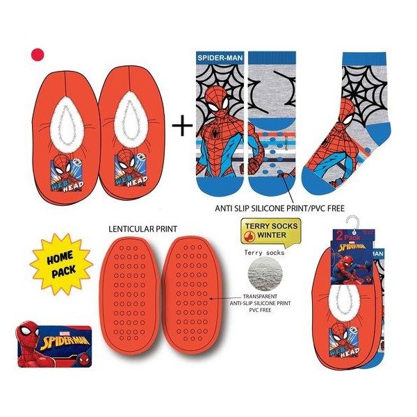 PANTUFLAS+CALCETINES SPIDERMAN