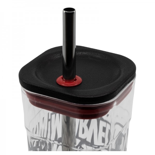 VASO ACRILICO CUBE CON PAJITA DE ACERO INOXIDABLE 540 ML | MARVEL