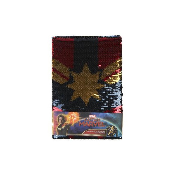 CUADERNO PREMIUM LENTEJUELAS CAPTAIN MARVEL