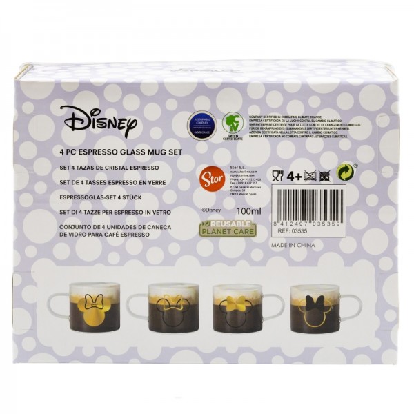 SET 4 TAZAS DE CRISTAL EXPRESSO MINNIE