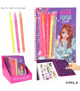 TOPModel Doodle Book neón con set de bolígrafos neón