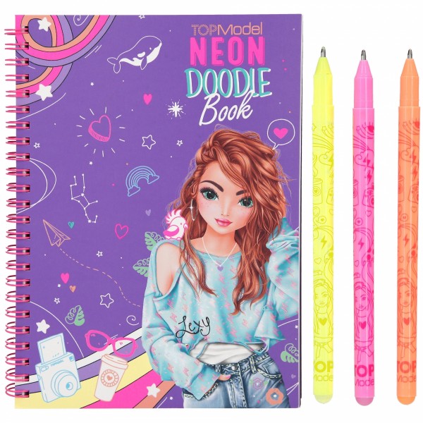 TOPModel Doodle Book neón con set de bolígrafos neón
