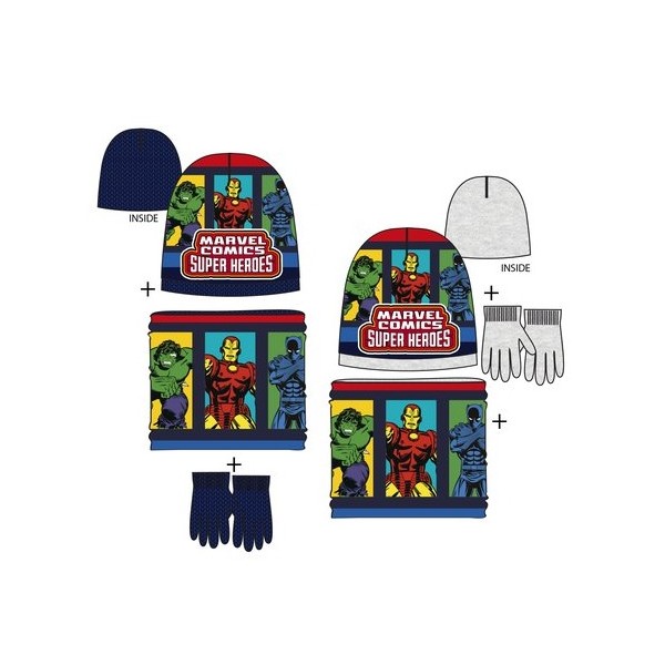 Gorro+guante+braga de cuello Avengers