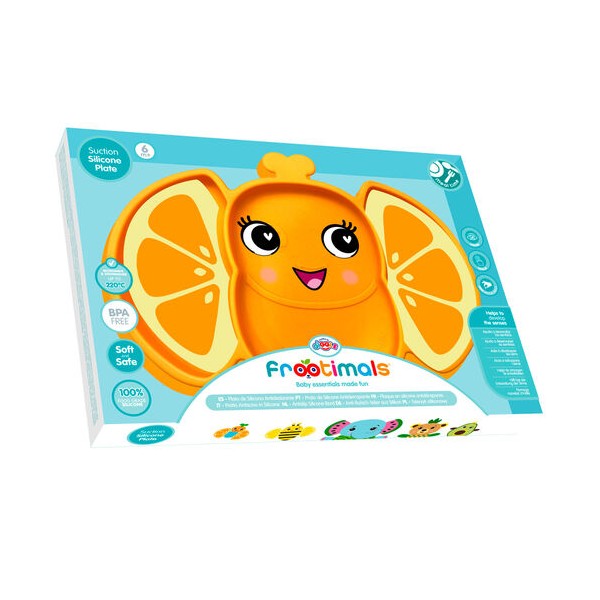 Plato silicona antideslizante Orangiefly Frootimals