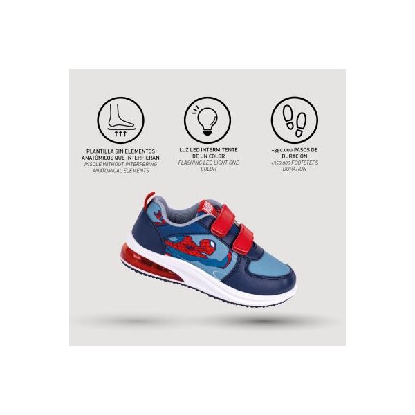 Deportiva Suela Pvc Con Luces Spiderman