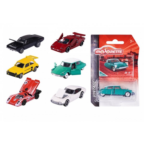 MAJORETTE- COCHE VINTAGE 1:64, 6 SURT