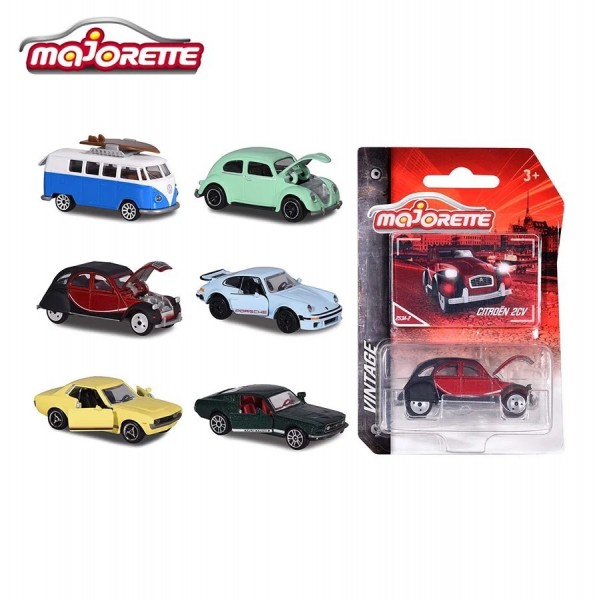 MAJORETTE- COCHE VINTAGE 1:64, 6 SURT