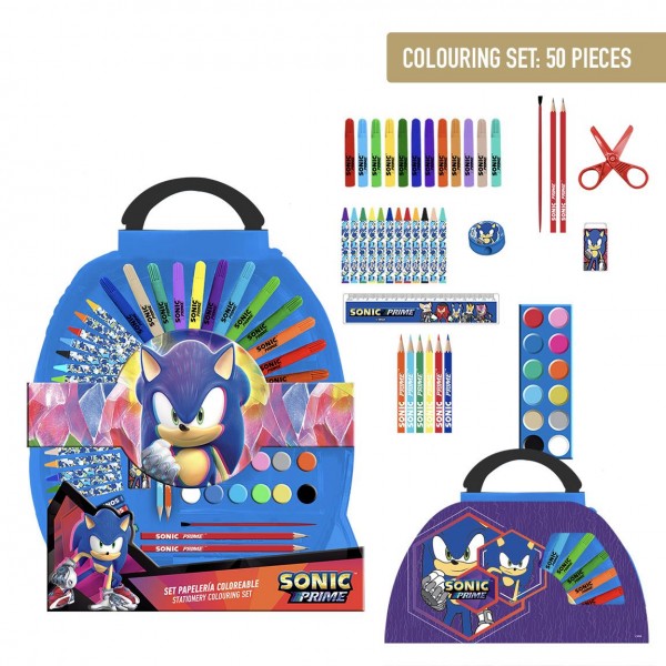 Set Papelería Coloreable 50 Piezas Sonic Prime