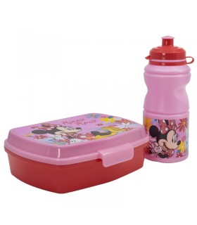 SET VUELTA AL COLE EN CAJA REGALO (BOTELLA SPORT EASY HOLD 380 ML Y SANDWICHERA RECTANGULAR) MINNIE MOUSE SPRING LOOK