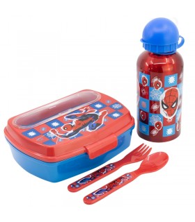 SET URBAN VUELTA AL COLE 4 PCS (BOTELLA ALUMINIO 400 ML Y SANDWICHERA CON CUBIERTOS) SPIDERMAN MIDNIGHT FLYER