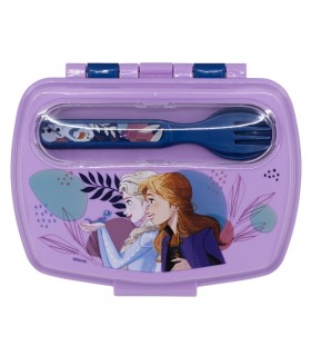 SANDWICHERA RECTANGULAR CON CUBIERTOS FROZEN TRUST THE JOURNEY