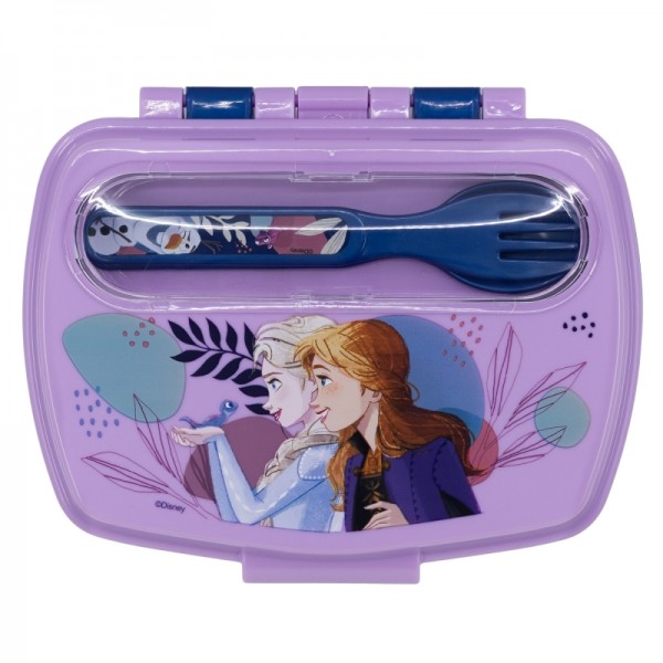 SANDWICHERA RECTANGULAR CON CUBIERTOS FROZEN TRUST THE JOURNEY