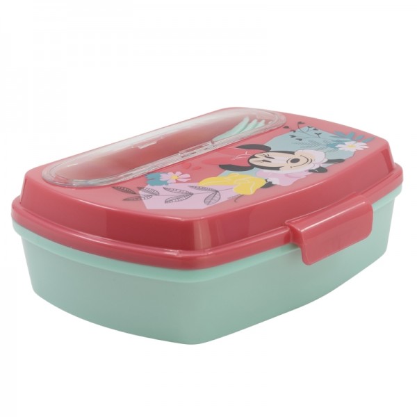 SANDWICHERA RECTANGULAR CON CUBIERTOS MINNIE MOUSE BEING MORE MINNIE