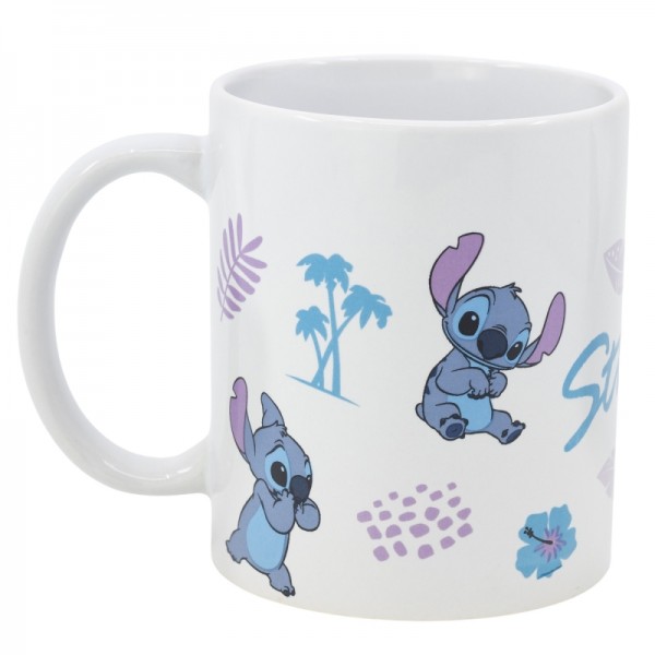 TAZA CERAMICA 325 ML EN CAJA REGALO STITCH LEAVES PATTERN YOUNG ADULT CNPL