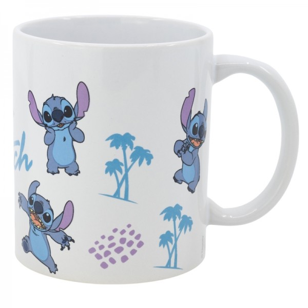 TAZA CERAMICA 325 ML EN CAJA REGALO STITCH LEAVES PATTERN YOUNG ADULT CNPL