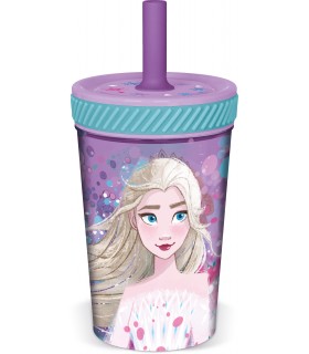 Vaso Antivuelco con Pajita de Silicona 370ml Frozen