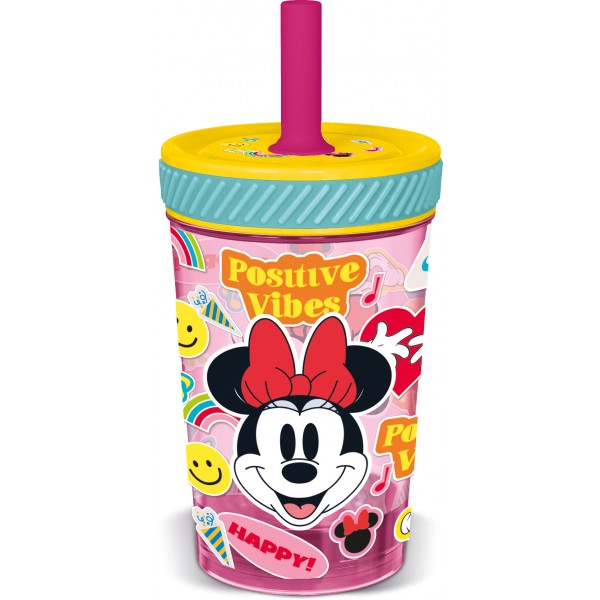 Vaso Antivuelco con Pajita de Silicona 370ml Minnie