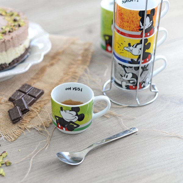 Disney - Taza Apilable Mickey Soy 350ml. Juego de 4 con rejilla metálica