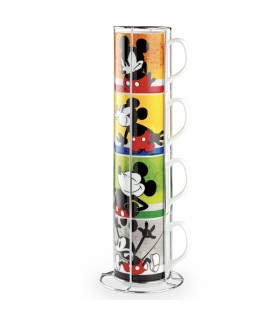 Disney - Taza Apilable Mickey Soy 350ml. Juego de 4 con rejilla metálica