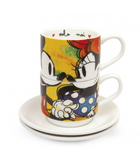 Disney - Set 2 Tazas Espresso Apilables Mickey Mouse Verde Con Platillos
