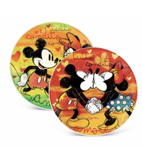Disney - Set 2 Platos Para Pizza Mickey Mouse Verde Y Rojo Ø30cm