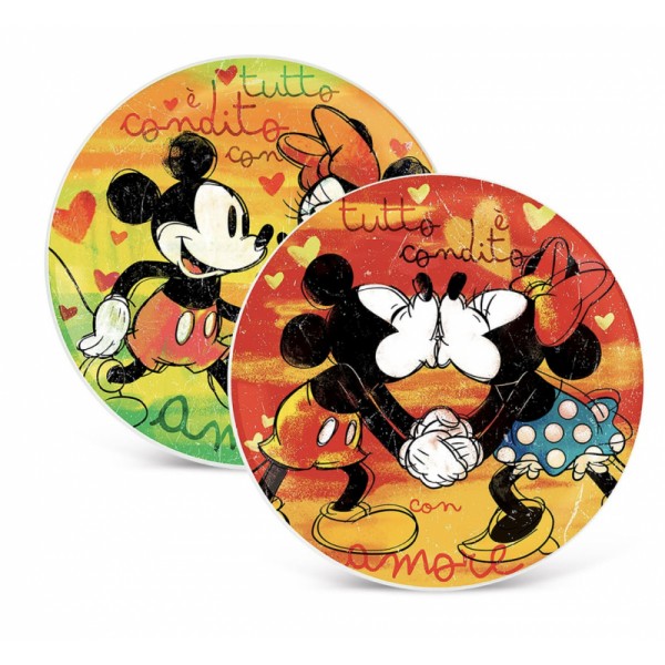 Disney - Set 2 Platos Para Pizza Mickey Mouse Verde Y Rojo Ø30cm