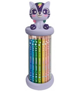 Caja Con Topper 3D 12 Lápices De Color Sweet Dreams