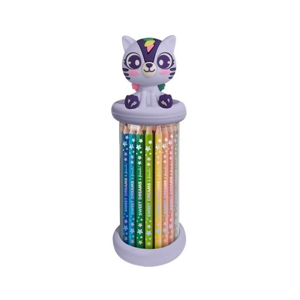 Caja Con Topper 3D 12 Lápices De Color Sweet Dreams