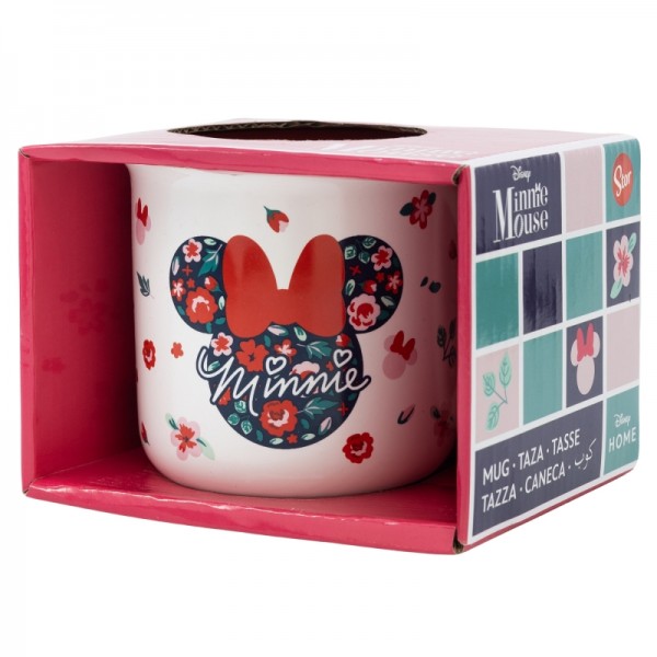 TAZA CERAMICA DESAYUNO 400 ML EN CAJA REGALO MINNIE MOUSE GARDENING
