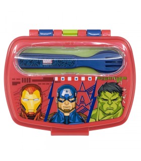 SANDWICHERA RECTANGULAR CON CUBIERTOS AVENGERS COMIC HEROES